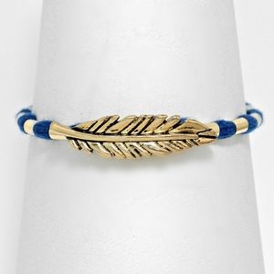 Blue Tassel Gold Pendant Feather Bracelet Jewelry Fringe